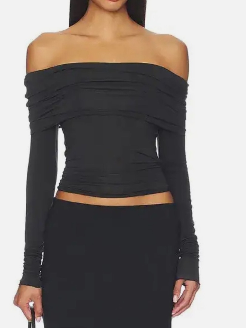 SKIMS NWT Sheer Modal Off the Shoulder Long Sleeve - Onyx